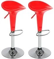 Set 2 Sgabelli Cucina Regolabile Acciaio e ABS Sgabello Girevole Rosso Casa Bar