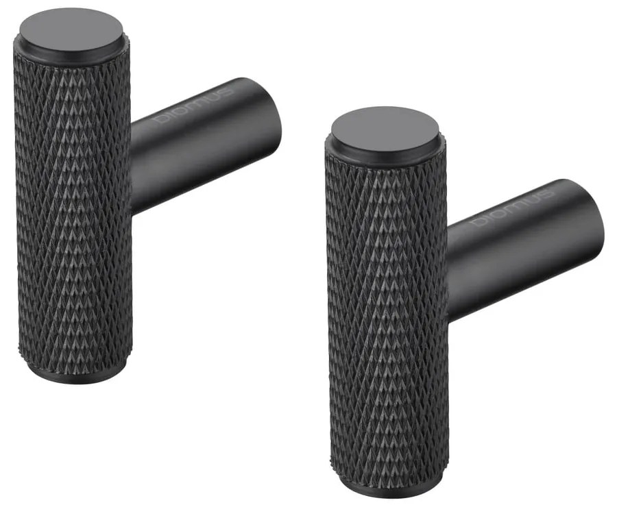 Set di ganci da parete neri in metallo 2 pz Rof – Blomus