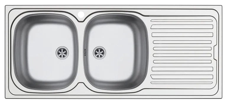 Lavello integrato 2 vasche in inox argento DELINIA Aurora L 50 x L 116 cm
