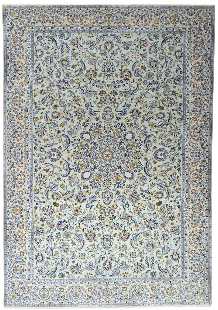 Kashan Tappeto persiano 420 x 290 Verde (Iran) Annodato A Mano