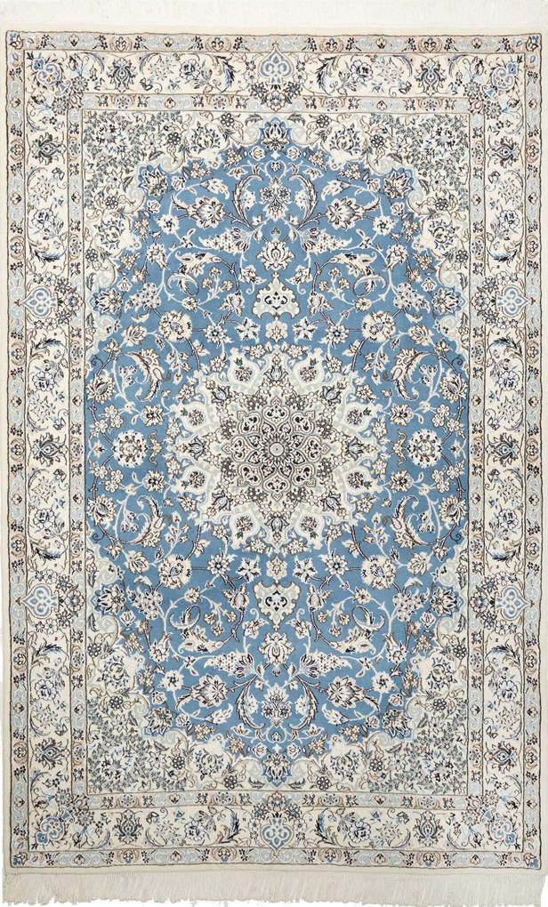 Nain Tappeto persiano 240x150 Blu (Iran) Annodato A Mano