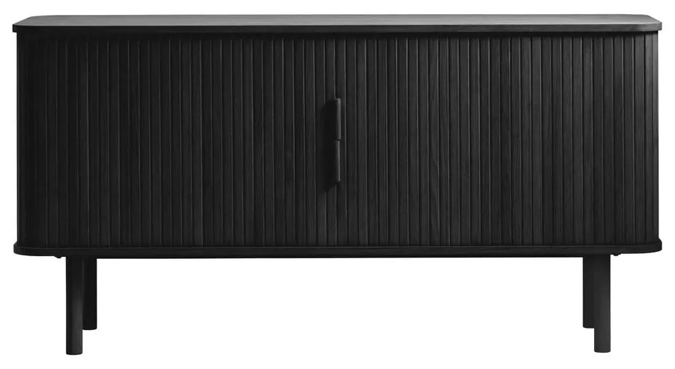 Cassettiera bassa nera in rovere con ante scorrevoli 76x160 cm Cavo - Unique Furniture