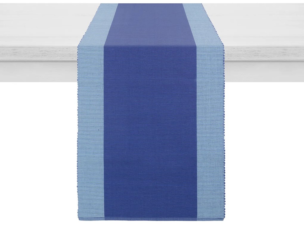 Runner bicolore cotone 40x120 cm blu e azzurro