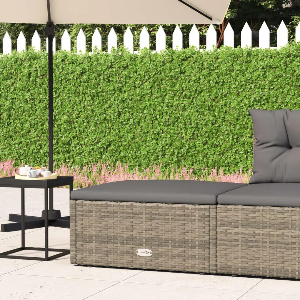 Poggiapiedi Da Giardino Con Cuscino İn Polyrattan Grigio /