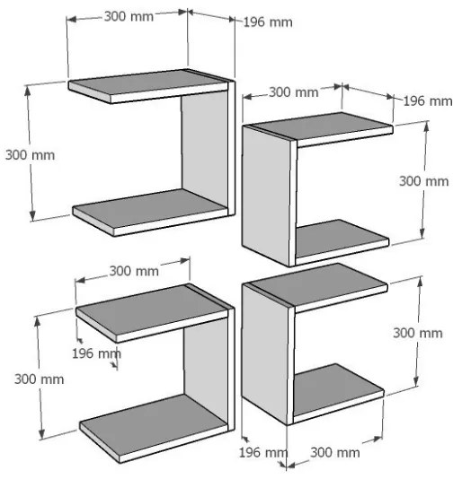 SET 4x Mensola BASE 30x30 cm bianco