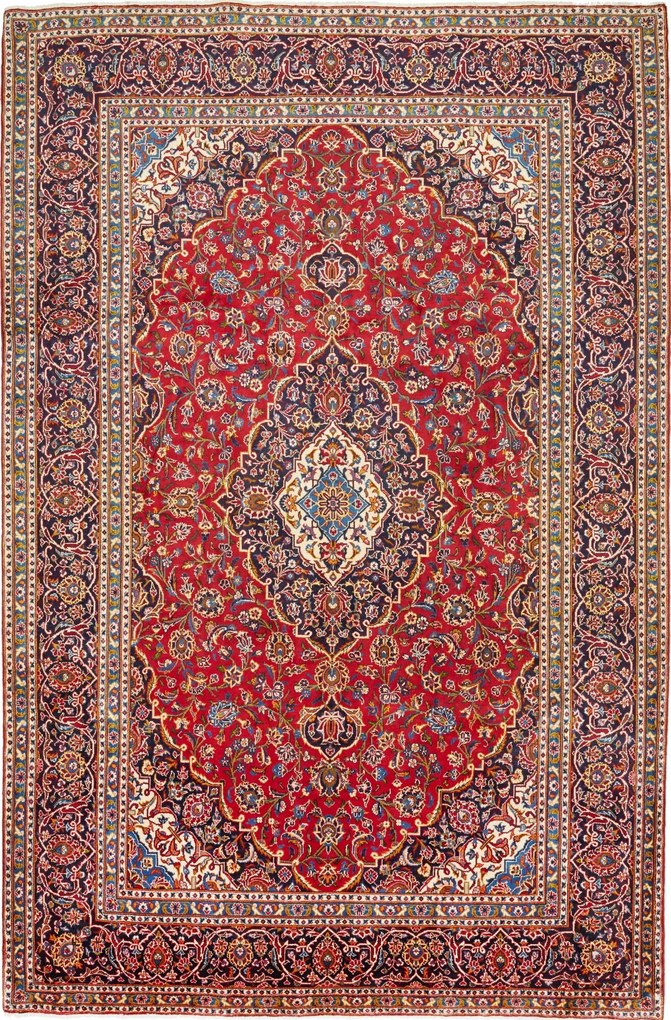 Kashan Tappeto persiano 370 x 250 Rosso (Iran) Annodato A Mano