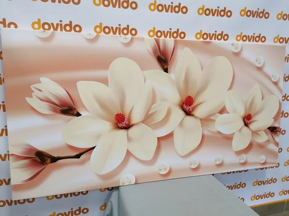 Quadro su tela – Magnolia di lusso con perle