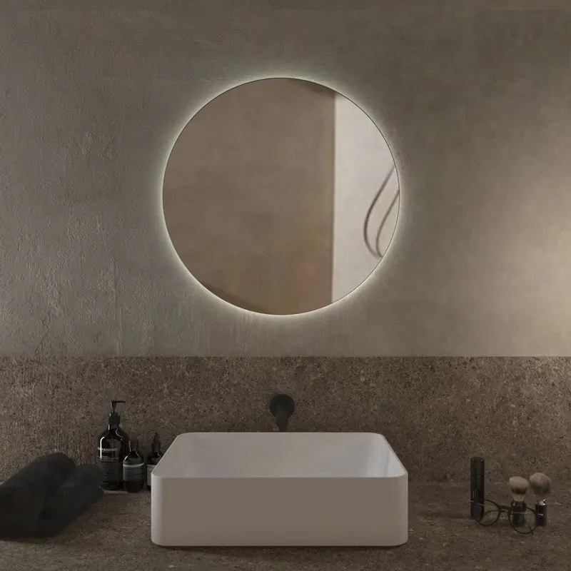 Specchio con illuminazione integrata bagno tondo L 60 x H 60 x P 2.5 cm