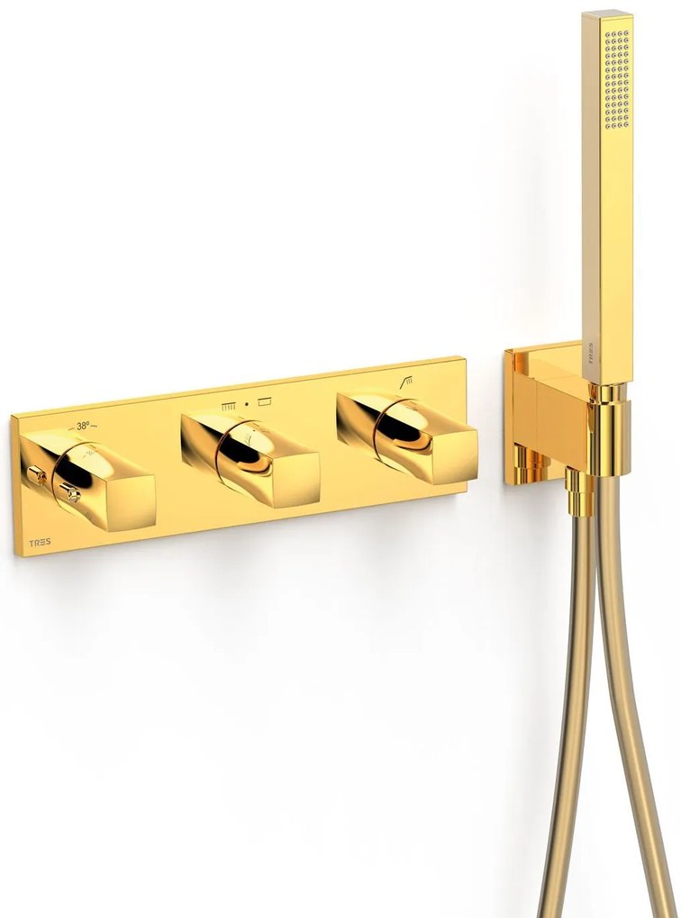 Tres B-System rubinetto per vasca e doccia da incasso con termostato oro 30725301OR