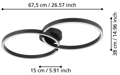 Eglo 900955-Plafoniera LED RGBW dimmerabile AMANDOLO 19,5W/230V nero + +TC