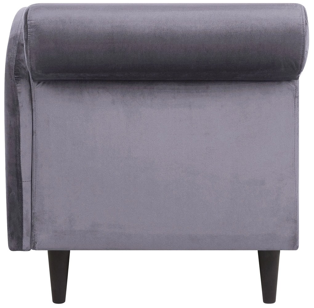 Chaise longue velluto grigio scuro e legno scuro sinistra LUIRO Beliani
