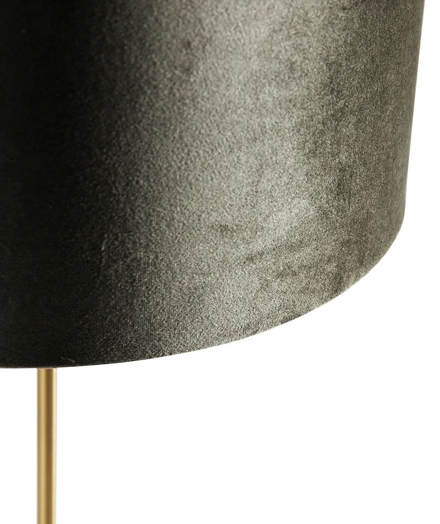 Lampada da tavolo ottone con paralume in velluto verde 35cm - Kaso
