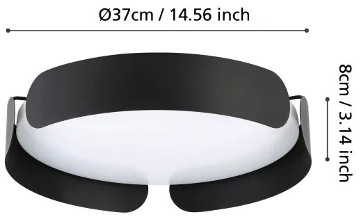 Eglo 99621 - Plafoniera LED VALCASOTTO LED/20W/230V Ø 37 cm nera