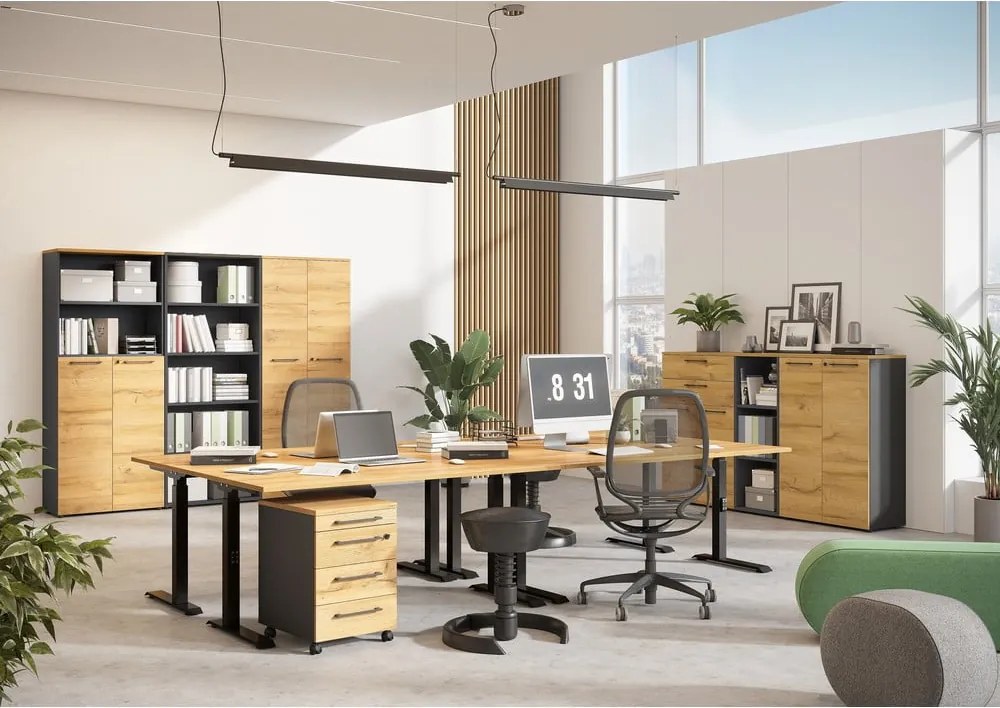 Scrivania regolabile elettricamente con piano effetto rovere 80x160 cm Agenda - Germania