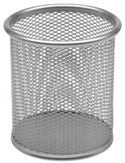 Trade Shop - Portapenne Tondo Da Scrivania Metallo Rete 8.5x10 Porta Penne Ufficio Scrivania