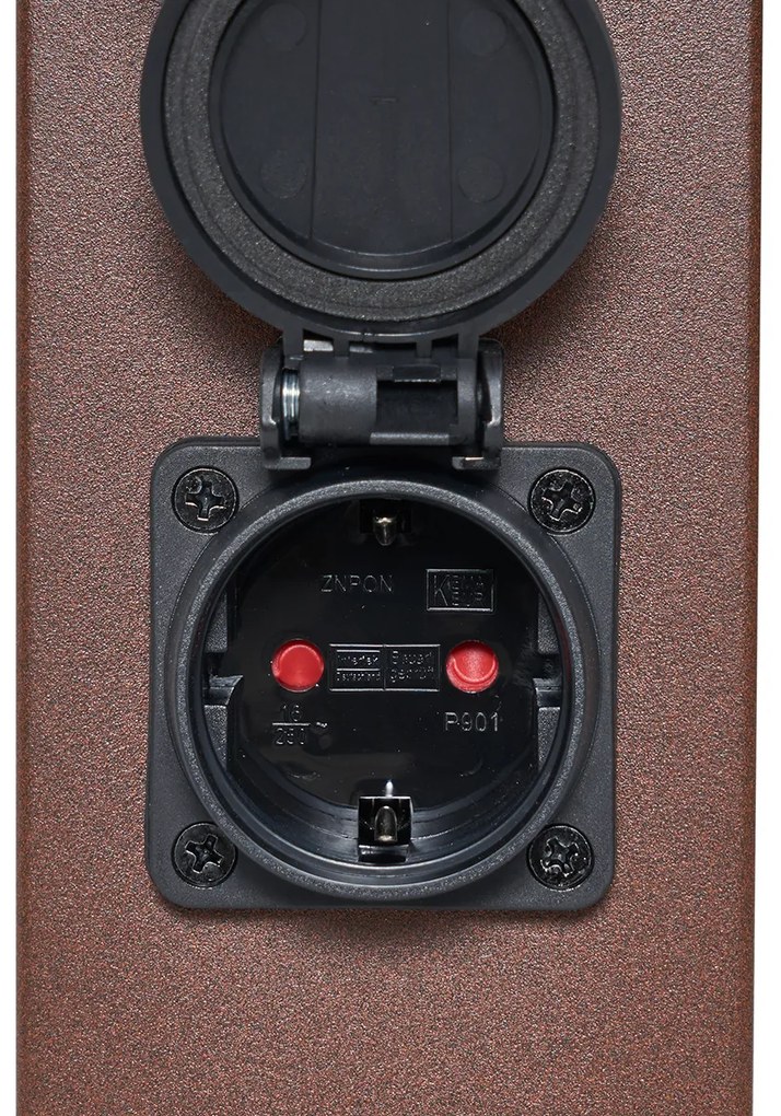 Lampada da esterno marrone ruggine con vetro trasparente 80 cm IP44 con presa e sensore di movimento - Malios