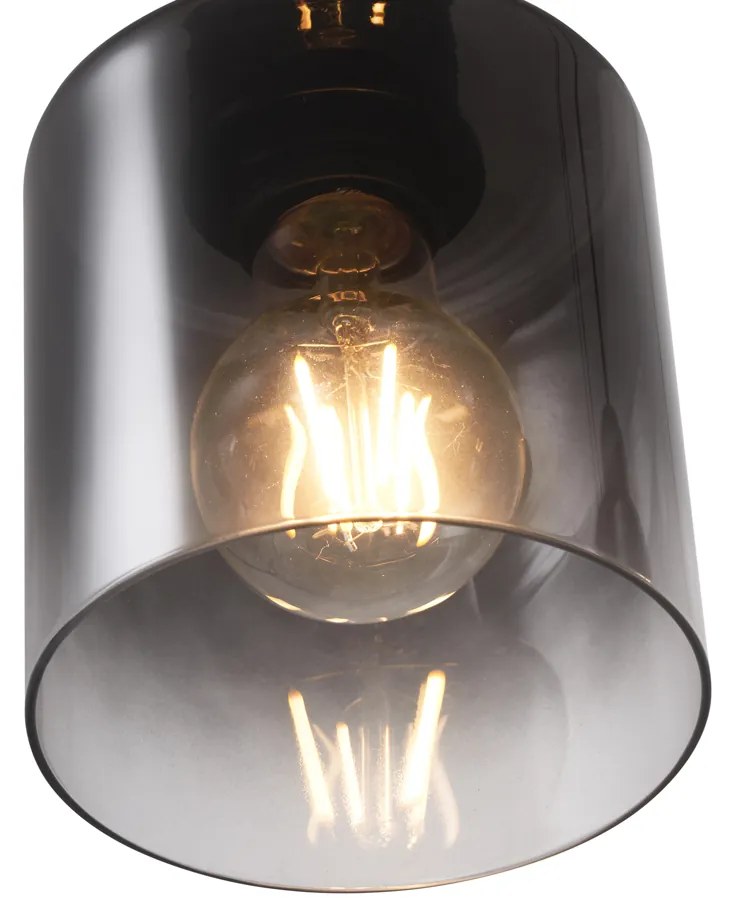 Lampada a sospensione moderna nera con vetro fumé 4 luci - Dame