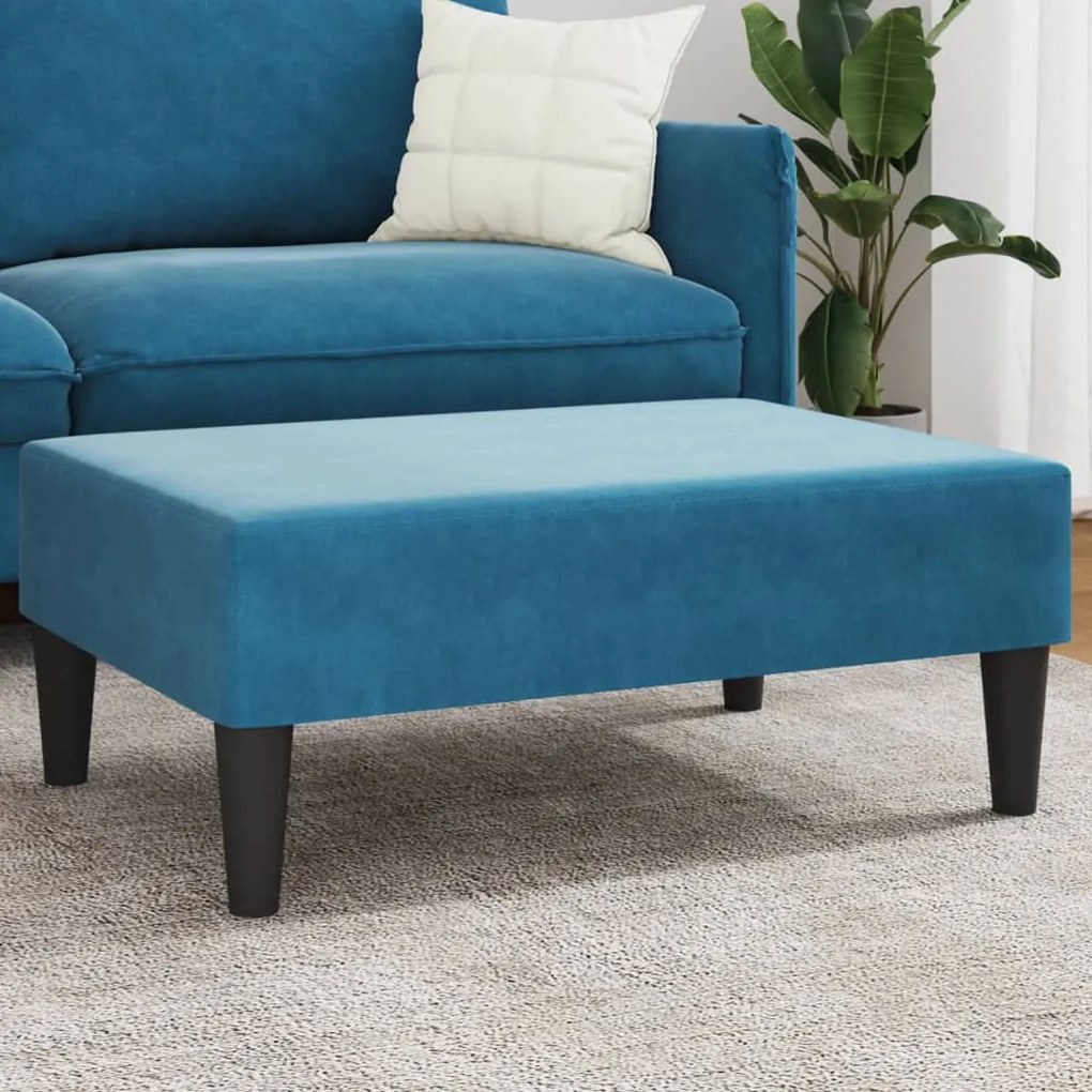 Poggiapiedi Blu 77x55x31 Cm İn Velluto /