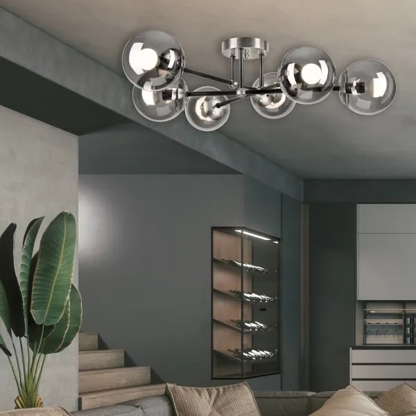 Lampadario a plafone MALENA 6xE14/5W/230V cromo opaco/fumé