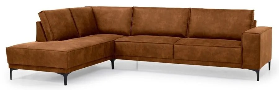 Divano angolare in similpelle marrone cognac (angolo sinistro) Copenhagen - Scandic