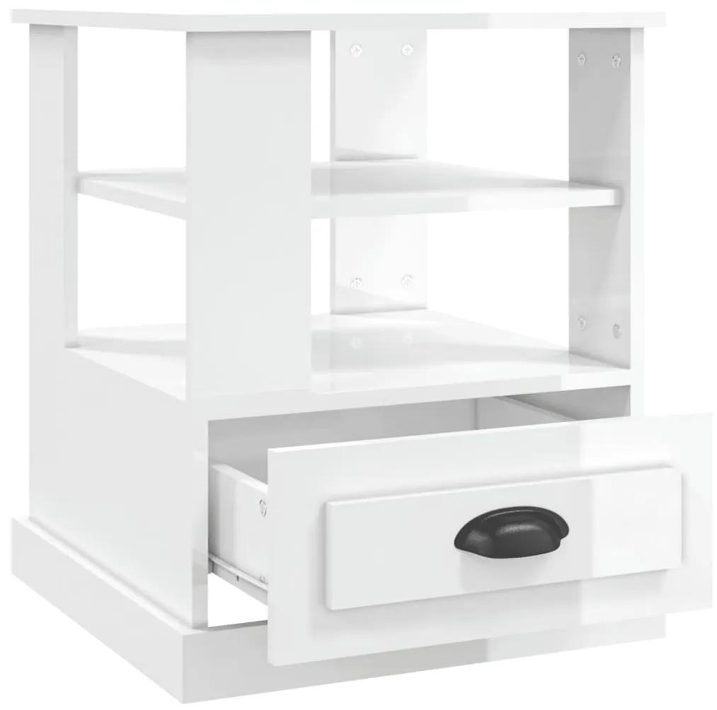 Tavolino Bianco Lucido 50x50x60 cm in Legno Multistrato