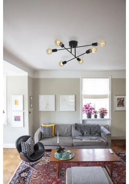 Cottex P7216SV - Plafoniera BATON 6xE27/60W/230V, nero