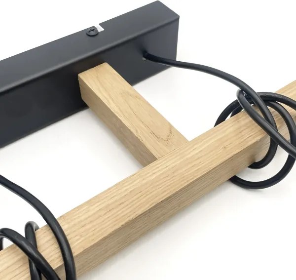 Lampadario a sospensione con cavo LEANDRA 3xE27/15W/230V rovere/nero