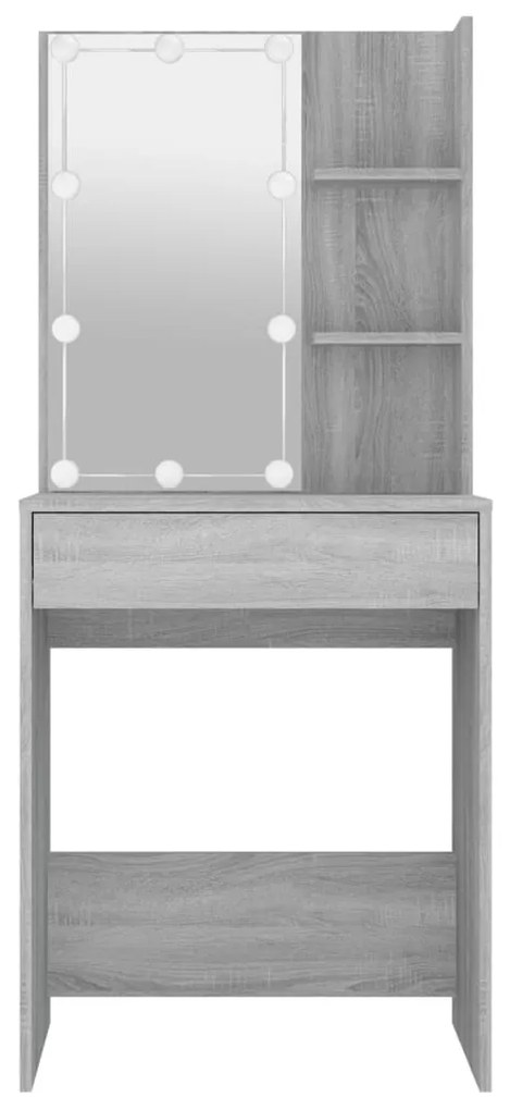 Toeletta con led grigio sonoma 60x40x140 cm