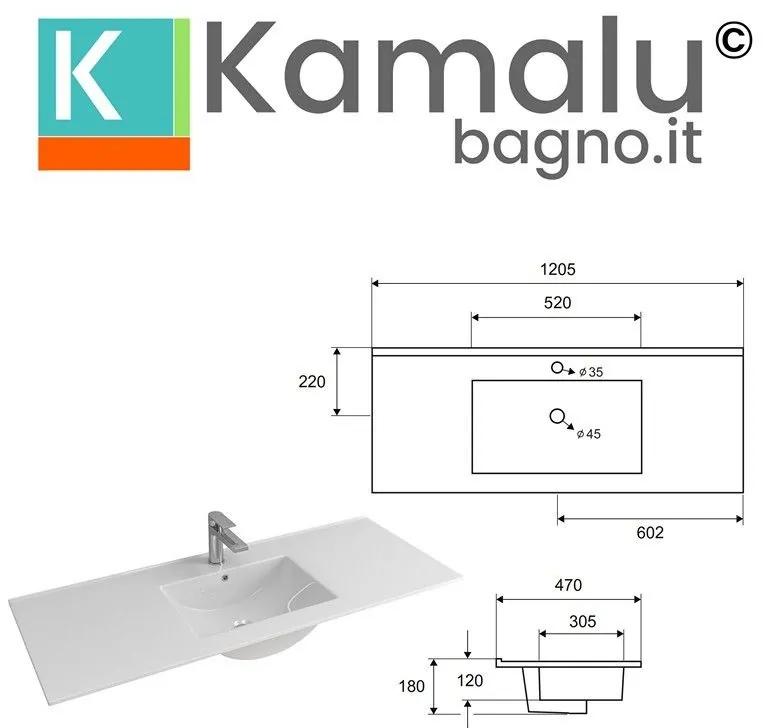 Kamalu - lavabo incasso 120 cm in ceramica litos-k7012