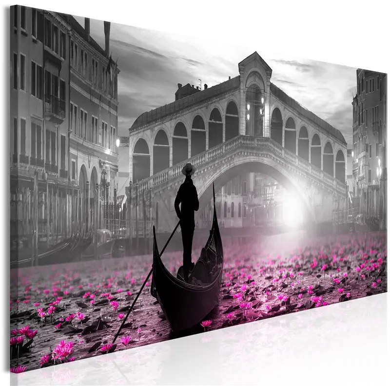 Quadro Magic Venice (1 Part) Narrow Grey  Colore Rosa, Dimensioni e Misure 135x45