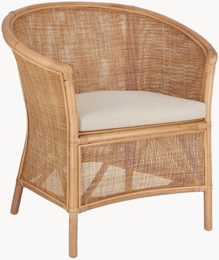 Poltrona lounge in rattan con cuscino Adelfa
