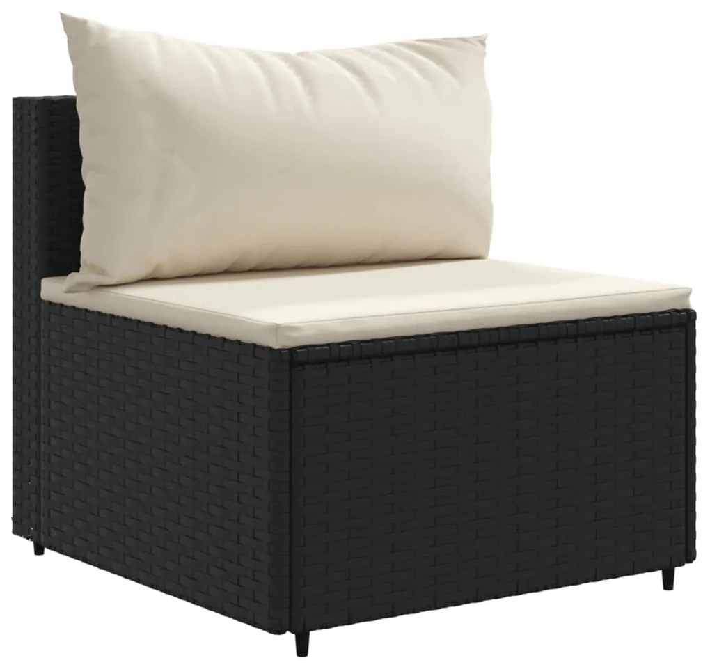 Set divani da giardino con cuscini 7pz nero polyrattan