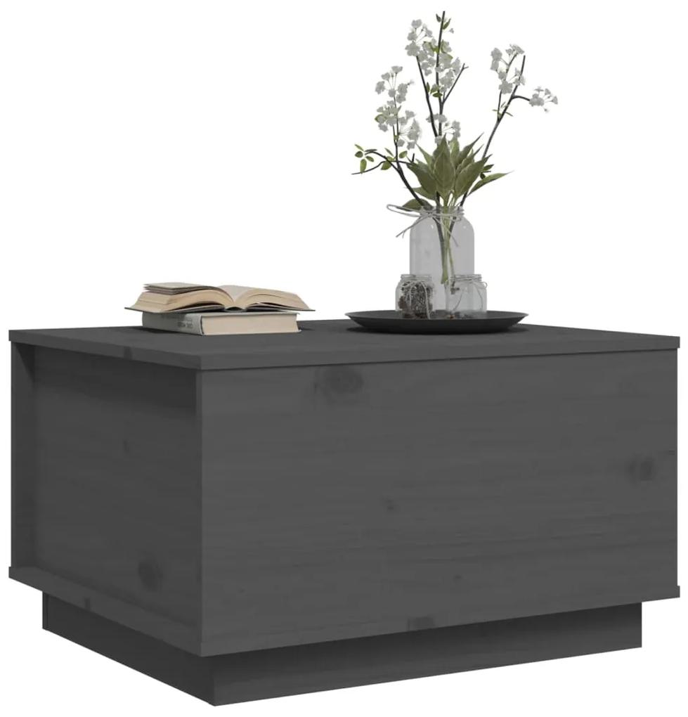 Tavolino da salotto grigio 60x50x35 cm legno massello di pino