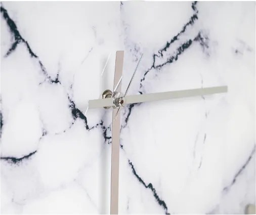 Orologio rotondo D65 cm in vetro temperato effetto marmo Bianco - LICOY