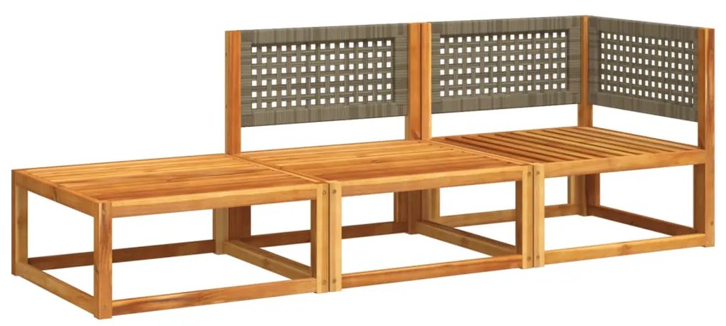 Set divano da giardino 3pz con cuscini legno massello di acacia