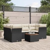 Set Divani da Giardino con Cuscini 7pz Nero Polyrattan 3255825