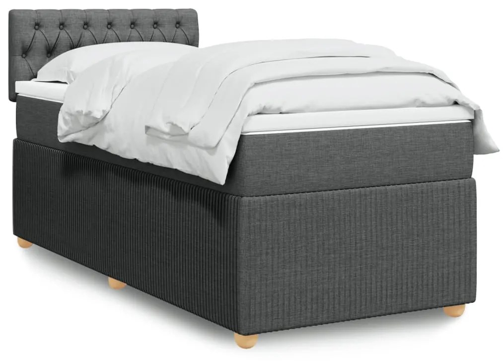 Giroletto A Molle Con Materasso Grigio Scuro 100x200 Cm Tessuto /
