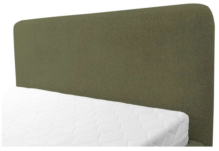 Letto matrimoniale imbottito verde con contenitore con rete inclusa 160x200 cm Makapu – Makamii
