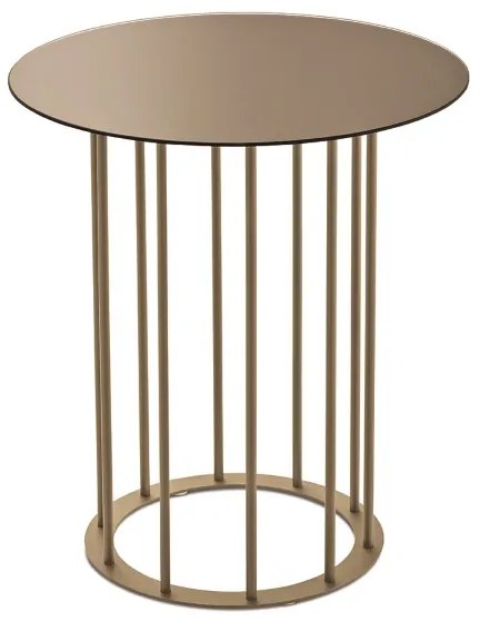Tavolino tondo D45 cm con base in metallo Beige e piano in vetro Bronzo MUTE