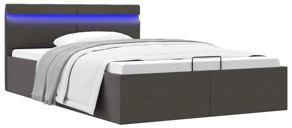 Giroletto Con Contenitore E Led Grigio Scuro Tessuto 140x200 Cm /