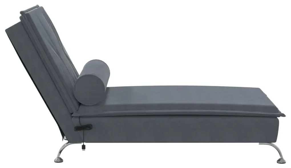 Chaise longue massaggi con capezzale grigio scuro in velluto