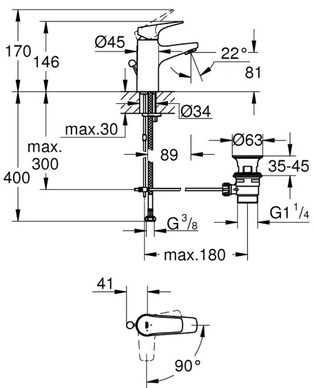 GROHE 23769000 - Miscelatore lavabo START FLOW, cromo lucido