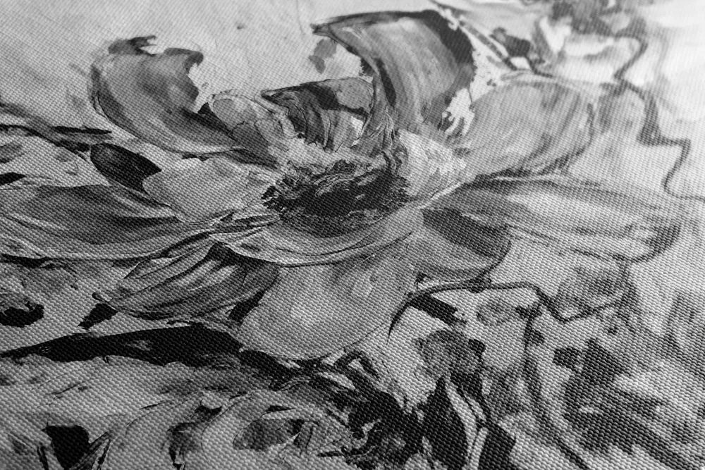 Quadro su tela – Fiori dipinti dell'estate in bianco e nero