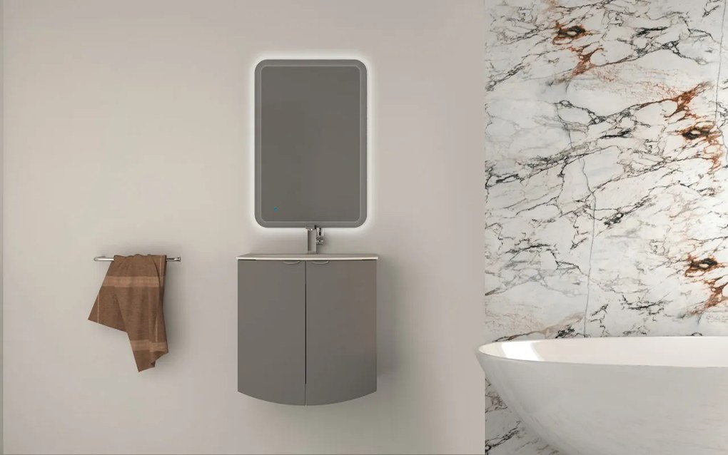 Mobile bagno con lavabo L 70 x H 70 x P 51 cm grigio nuvola per vasca centrale Onda