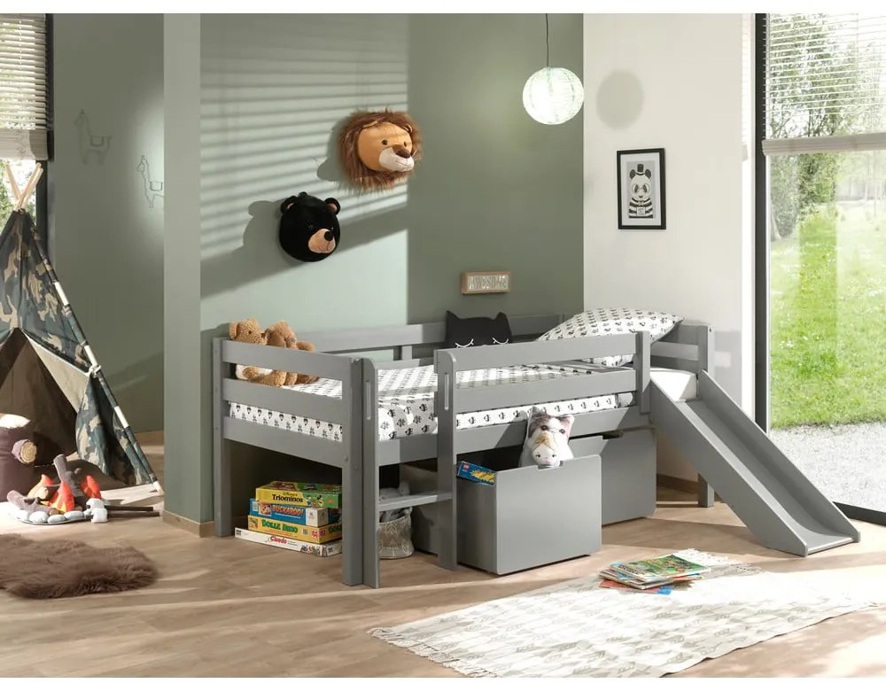 Cassetti grigi sotto il letto dei bambini 2 pezzi Pino - Vipack