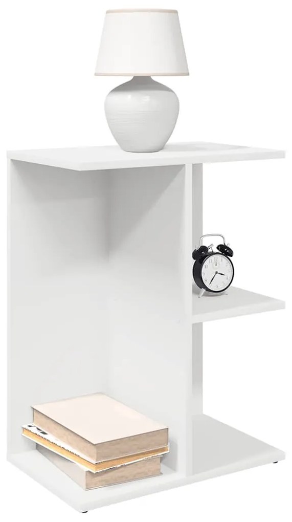 Comodini 2 Pz Bianchi 46,5x29x61 Cm İn Legno Multistrato /