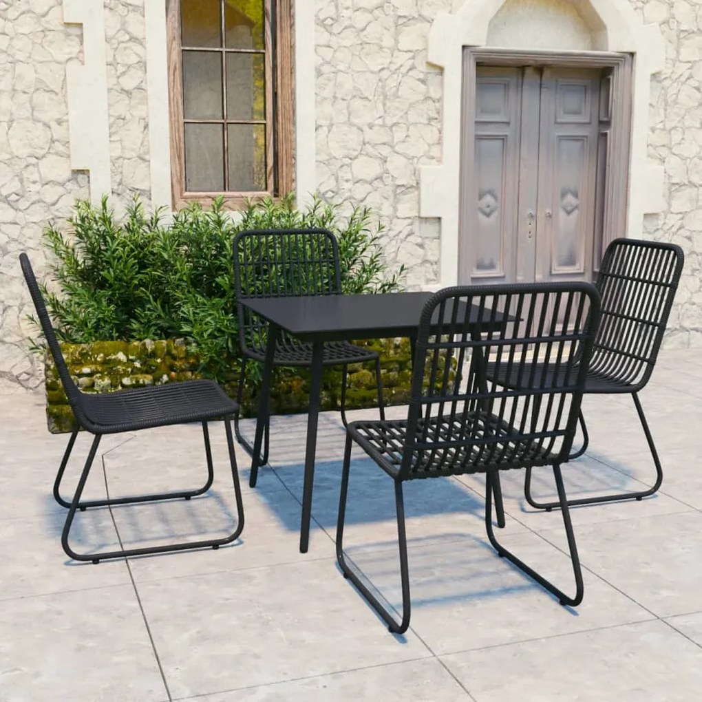 Set Da Pranzo Da Giardino 5 Pz İn Polyrattan E Vetro /