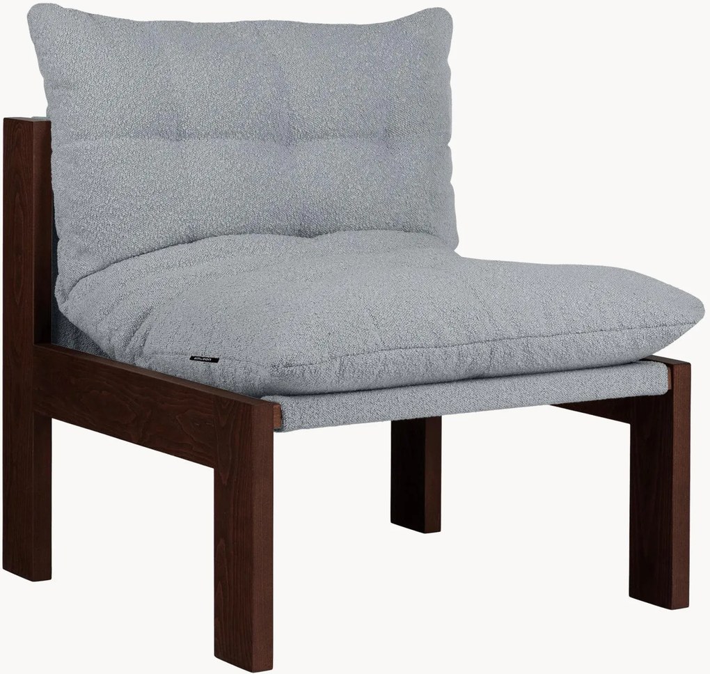 Poltrona lounge in bouclé e legno di faggio Huno