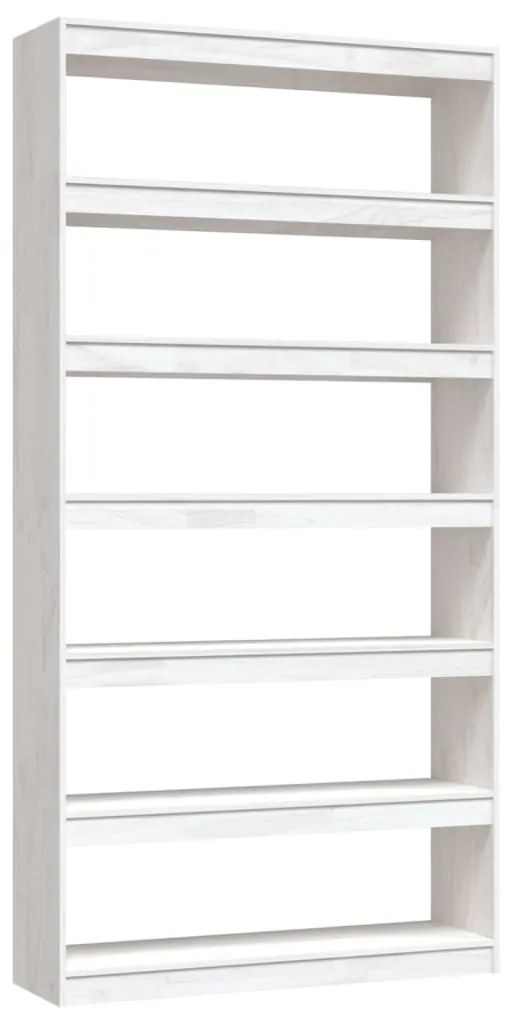 Libreria/divisorio bianco 100x30x200 cm legno massello di pino