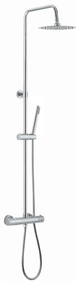 Colonna doccia tonda in acciaio regolabile con miscelatore termostatico doccetta monogetto e soffione ultra slim 25 cm